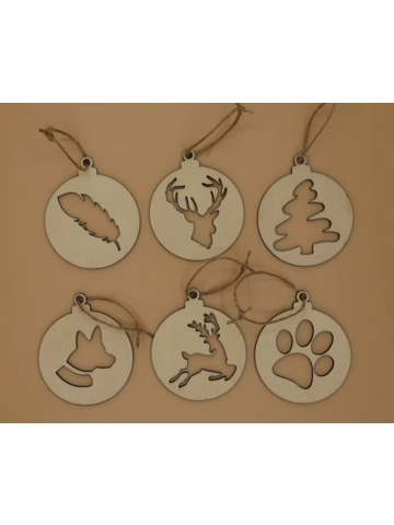 Christmas tree hanging decorations laser cut set of 6