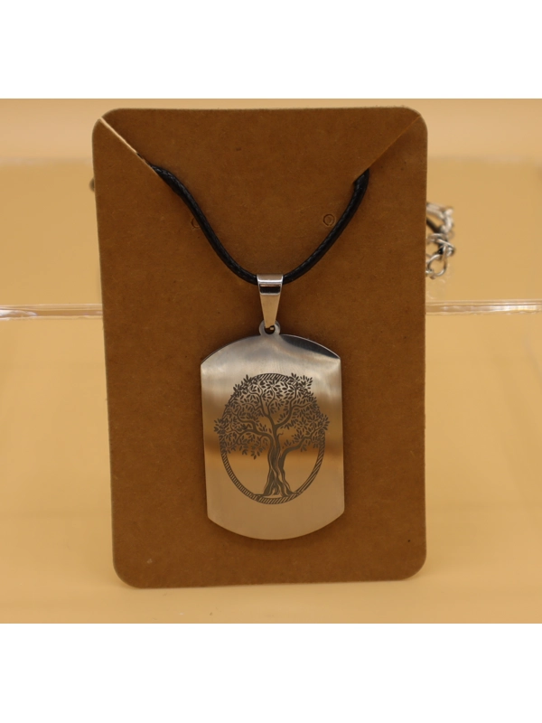 Stainless steel dog tag pendant Tree of life