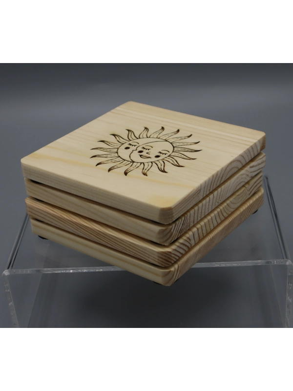 Star vibes pine coaster set of 4 design 3