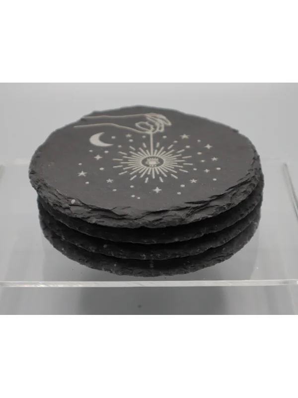 Star vibes slate coaster set of 4 design 4