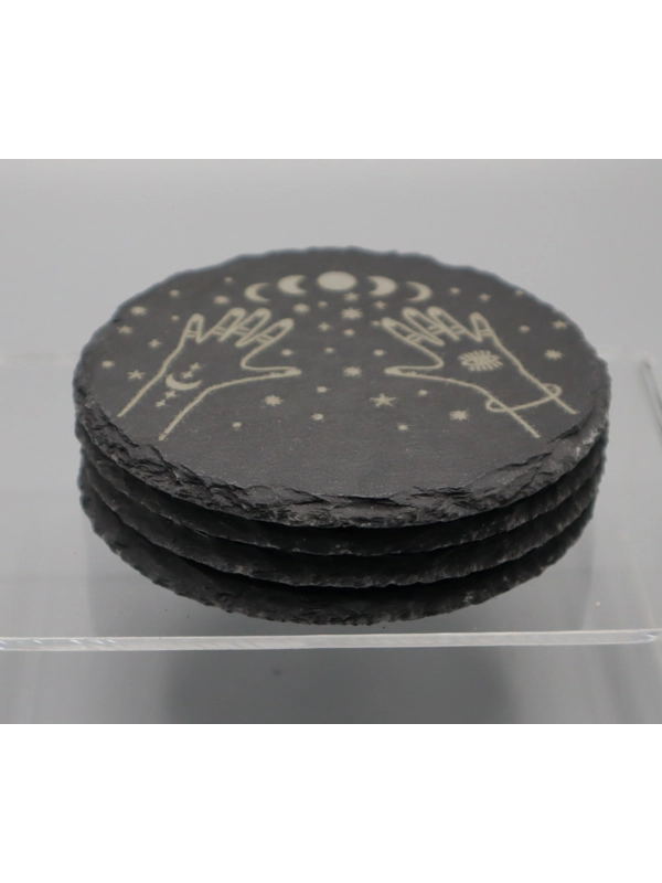Star vibes slate coaster set of 4 design 6