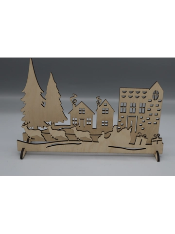 Laser cut, Christmas scene 1