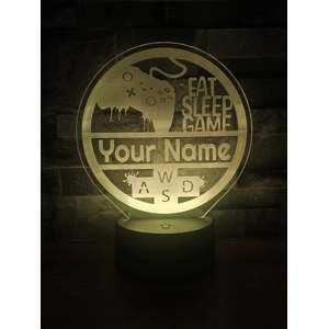 Personalised Gamer LED Light – Custom Name “Eat Sleep Game” Night Lamp with Controller & WASD Keys Personalised Gamer LED Light – Custom Name “Eat Sleep Game” Night Lamp with Controller & WASD Keys