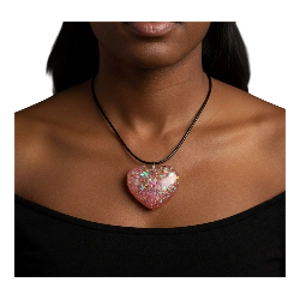 Red Heart Shaped Pendant Handmade 5cm X 4.5cm Valentines day