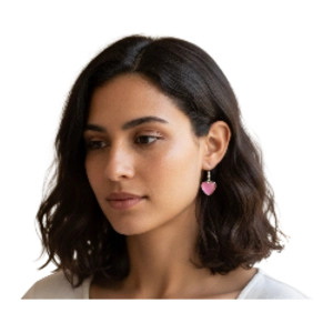 Handmade earrings heart shaped pastel pinks