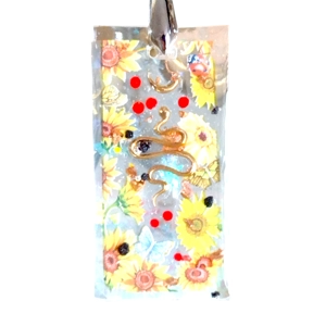 Reiki charged handmade pendant floral with snake