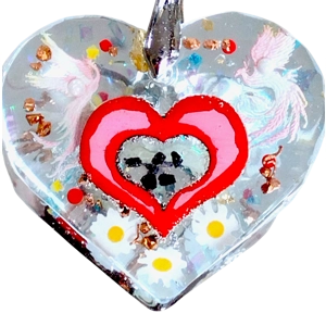 Handmade pendant heart shaped Phoenix theme
