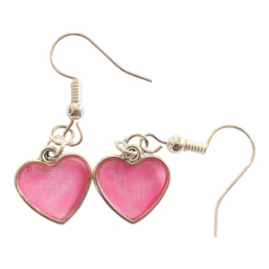 Handmade earrings heart shaped pastel pinks