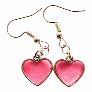Handmade earrings heart shaped pastel pinks