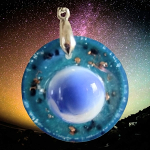 Cosmic pendant with EMF protection representing Earth.