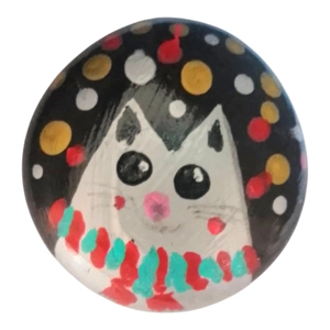 Christmas Cat Pocket Hug worry stone Handpainted