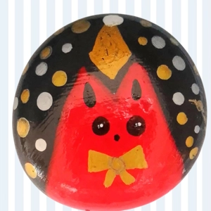Christmas Cat Pocket Hug worry stone Handpainted