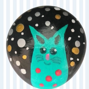 Christmas Cat Pocket Hug worry stone Handpainted
