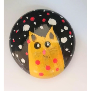 Christmas Cat Pocket Hug worry stone Handpainted