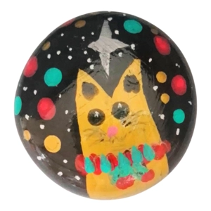 Christmas Cat Pocket Hug worry stone Handpainted
