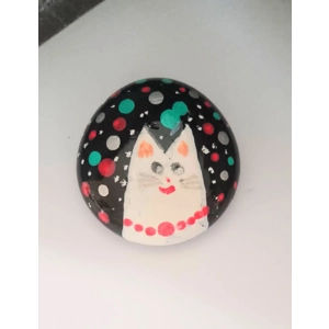 Christmas Cat Pocket Hug worry stone Handpainted