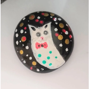 Christmas Cat Pocket Hug worry stone Handpainted