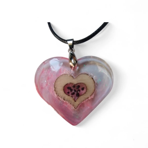 Handmade pendant heart shaped with glitter themes