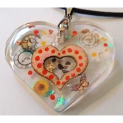 Handmade pendant Heart shape with clockwork theme