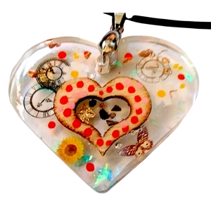 Handmade pendant Heart shape with clockwork theme