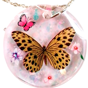 Glittery butterfly pendant large