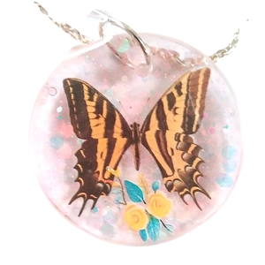 Glittery butterfly pendant large