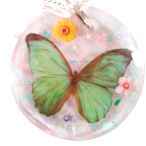 Glittery butterfly pendant large