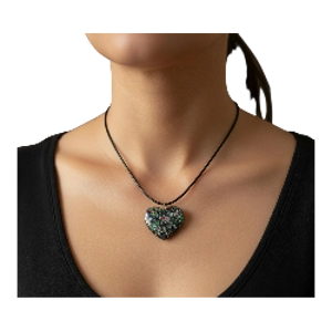 Glitter Black Heart Shaped Pendant Handmade 5cm X 4.5cm Valentines day