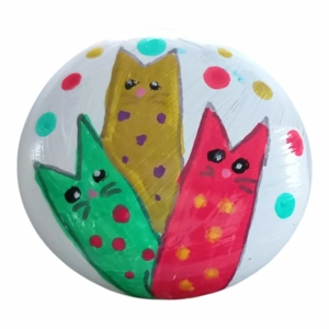 Christmas Cat Pocket Hug worry stone Handpainted