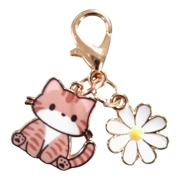 Beautiful ginger cat And Daisy Keyring/Handbag Charm