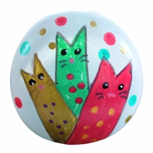 Christmas Cat Pocket Hug worry stone Handpainted
