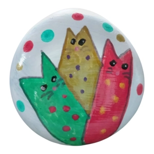 Christmas Cat Pocket Hug worry stone Handpainted
