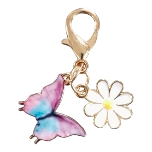 Beautiful Butterfly And Daisy Keyring/Handbag Charm