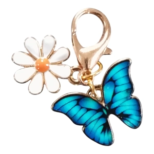 Beautiful Butterfly And Daisy Keyring/Handbag Charm
