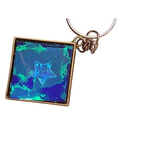 Handmade ocean blue keyring containing Supercharged Minerals For EMF Protection