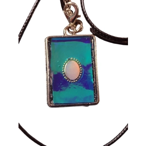 Handmade ocean blue Pendant containing Supercharged Minerals For EMF Protection