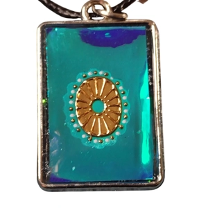 Handmade ocean blue Pendant containing Supercharged Minerals For EMF Protection