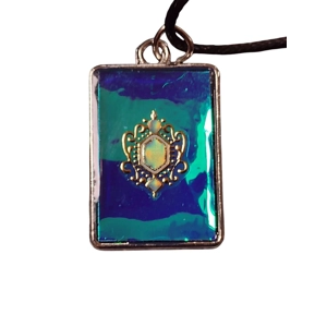Handmade ocean blue Pendant containing Supercharged Minerals For EMF Protection