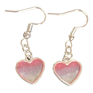 Handmade earrings heart shaped pastel pinks