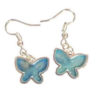 Handmade earrings butterfly shaped pastel blues