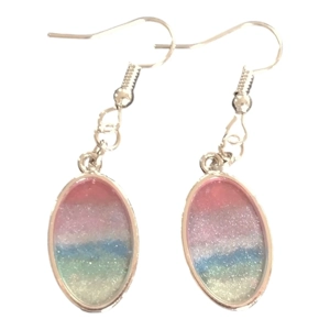 Handmade earrings oval shaped rainbow pastels