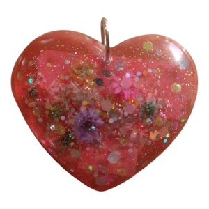 Large Red Heart Shaped Pendant Handmade 5cm X 4.5cm