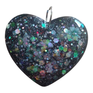 Large Black Heart Shaped Pendant Handmade 5cm X 4.5cm