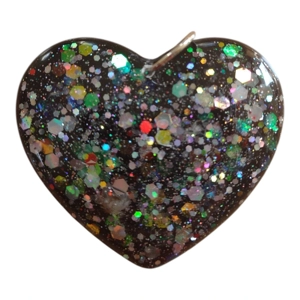 Large Black Heart Shaped Pendant Handmade 5cm X 4.5cm