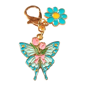 Beautiful butterfly and flower Keyring/Handbag Charm with tulip design