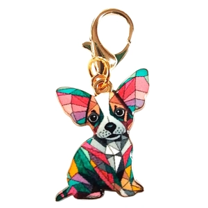 Beautiful Cute Chihuahua / papillon type dog Keyring/Handbag Charm