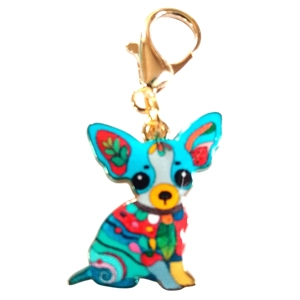 Beautiful Cute Chihuahua / papillon type dog Keyring/Handbag Charm