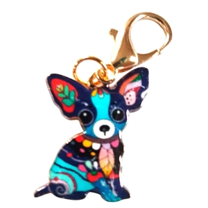 Beautiful Cute Chihuahua / papillon type dog Keyring/Handbag Charm