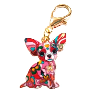 Beautiful Cute Chihuahua / papillon type dog Keyring/Handbag Charm