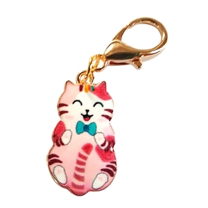 Beautiful Cute cat Keyring/Handbag Charm with pawsitive cat card